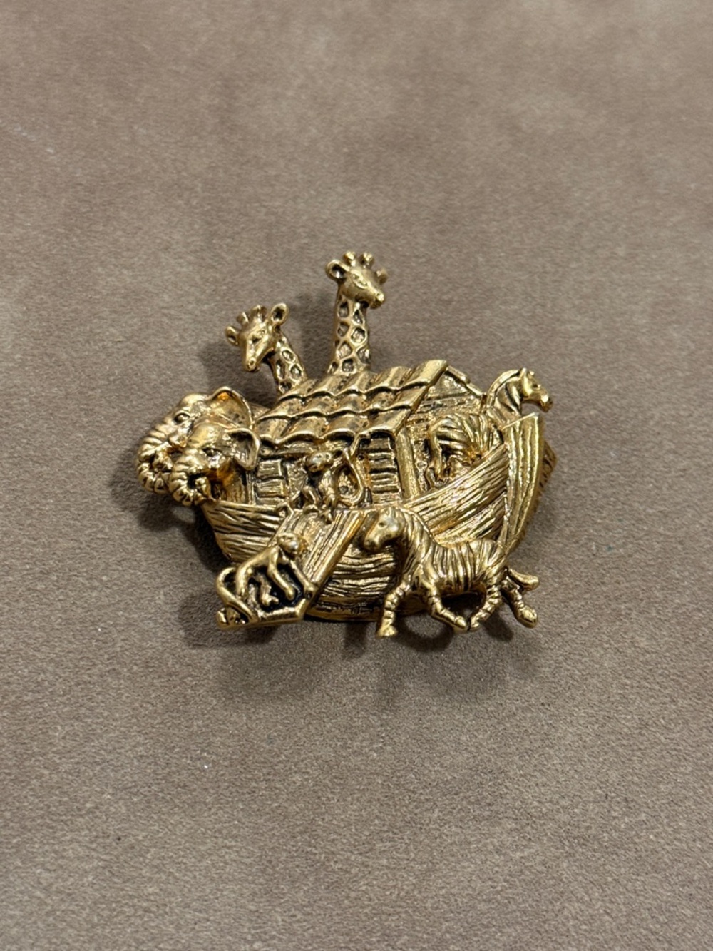Gold-Tone Noah's Ark Animal Brooch